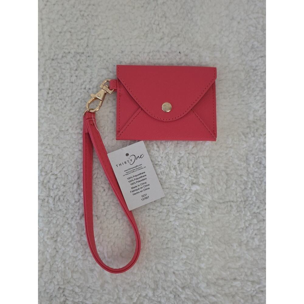 NWT Thirty-One Envelope Card Pouch Holder Coastal Red Smooth Pebble Wristlet